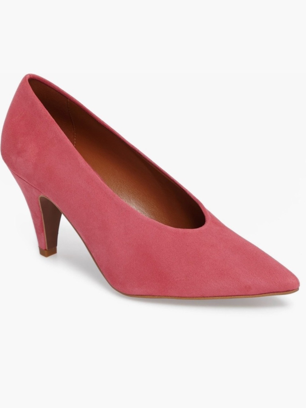 Topshop Pink Suede Pointed-Toe Mid Heel Pump